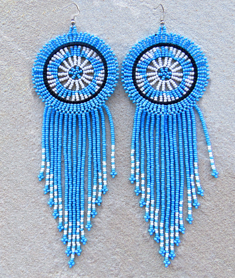Large Circle Beaded Tassel Earrings – African Statement Jewellery