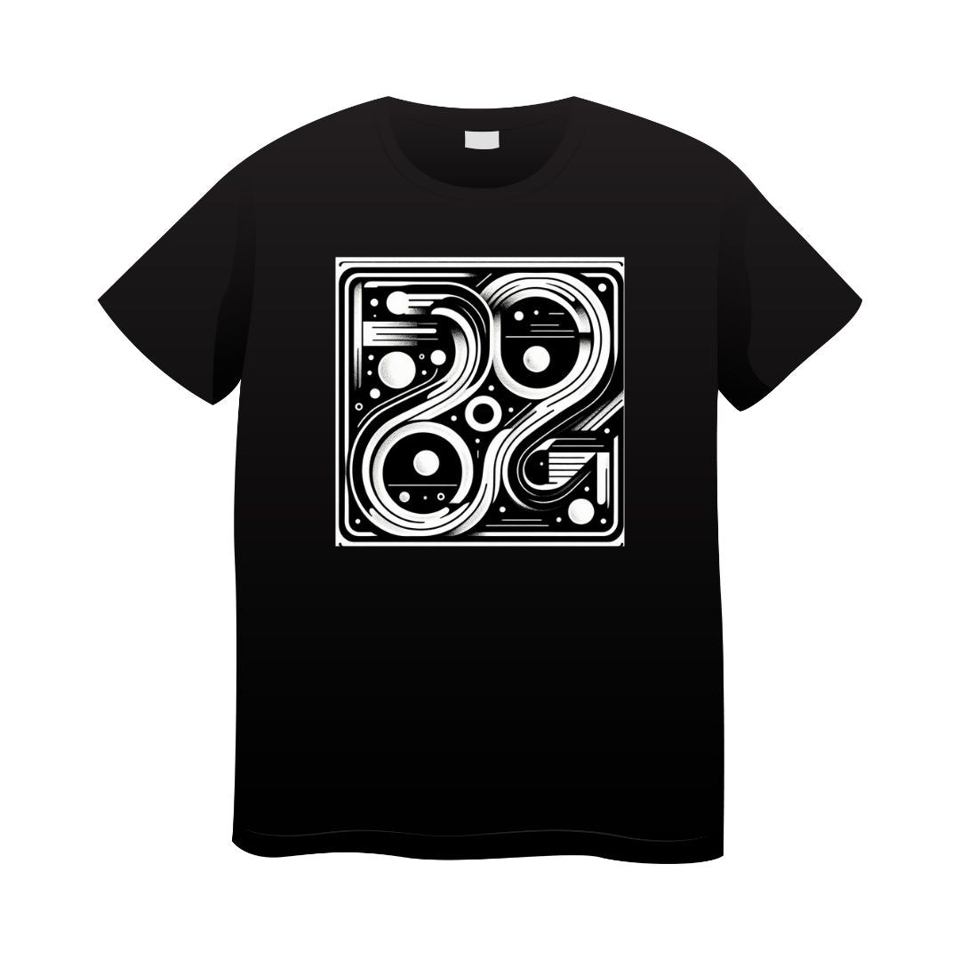 Bold Black T-Shirt with Abstract Art - 100% Cotton