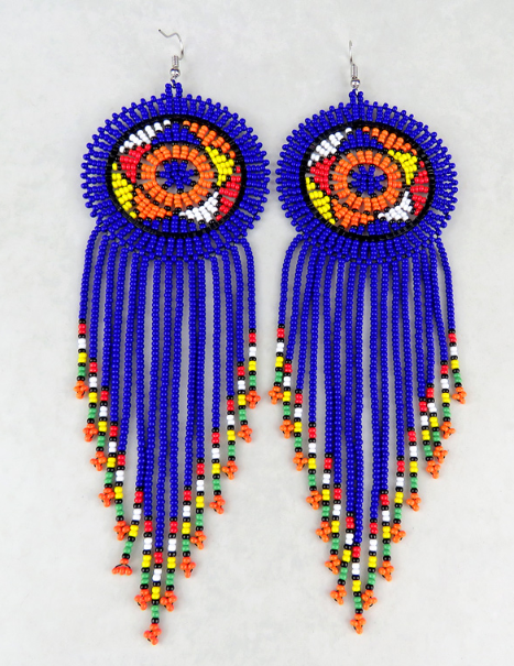 Large Circle Beaded Tassel Earrings – African Statement Jewellery