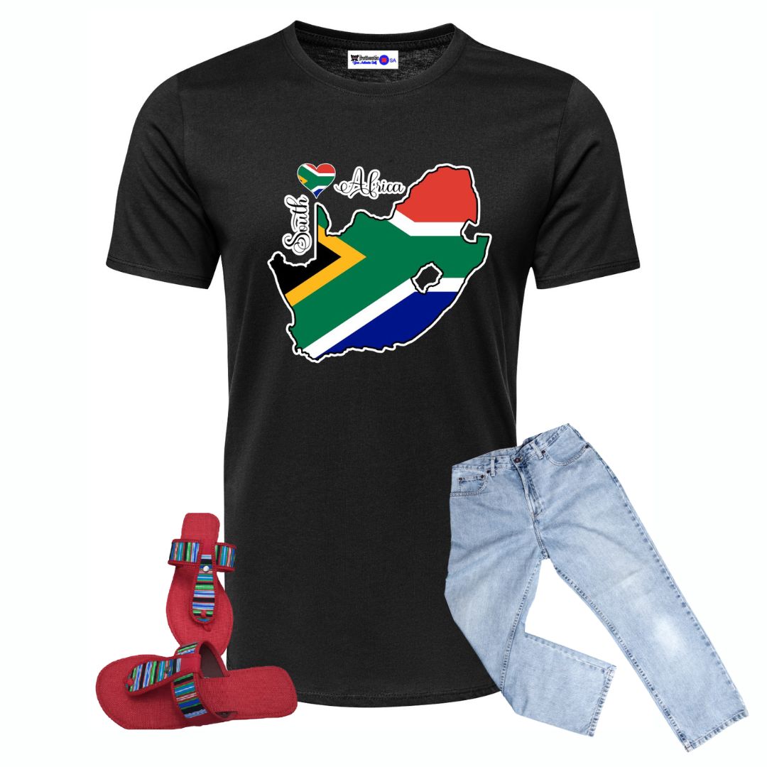 South Africa Map T-Shirt - Unisex - South African Flag