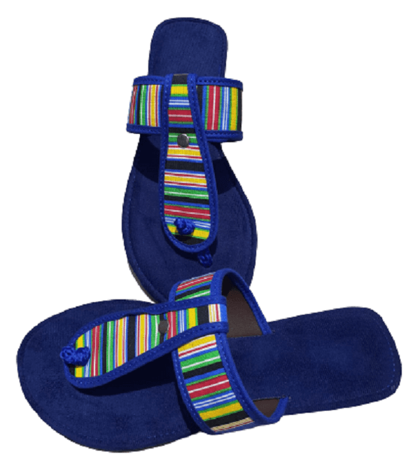 African Fabric Inspired T Bar Sandals