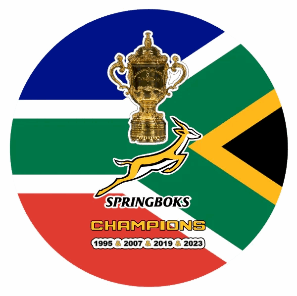 South African Flag and Springboks Rugby World Trophy Coasters Set - African Pride Collection
