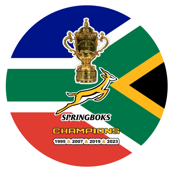 South African Flag and  Springboks Rugby World Trophy Coasters Set