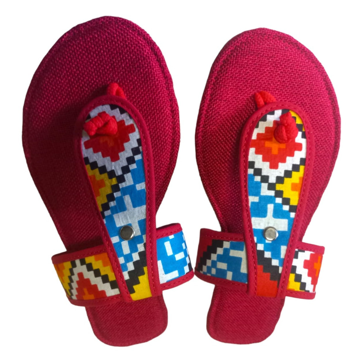 African Fabric Inspired T-Bar Sandals