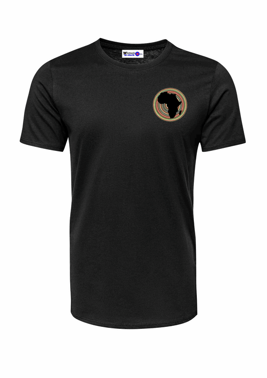 T-Shirt - Unisex - Pocket Africa Map & Circular Stripes - African Pride Collection