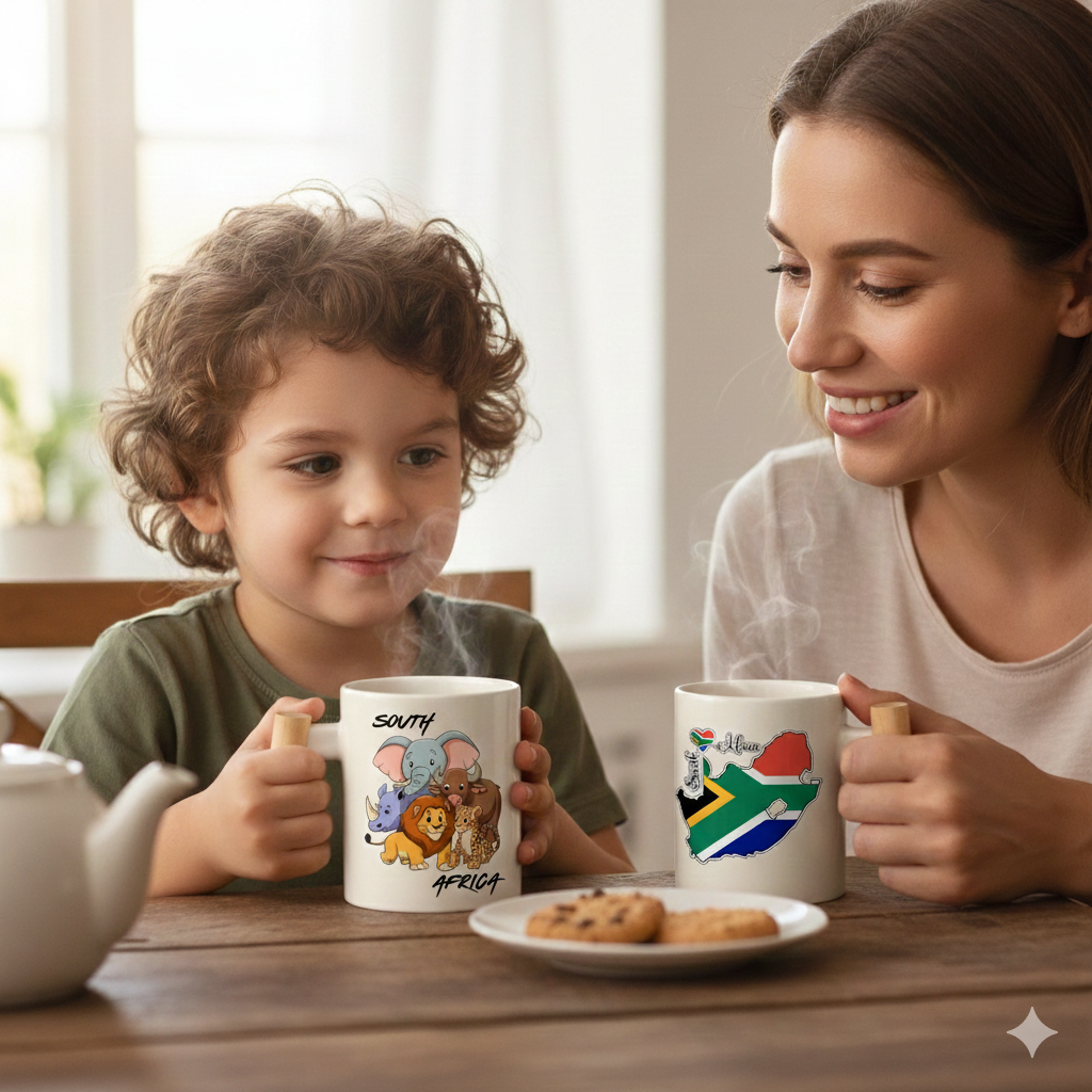 Iconic Big 5 Bamboo handle ceramic mug