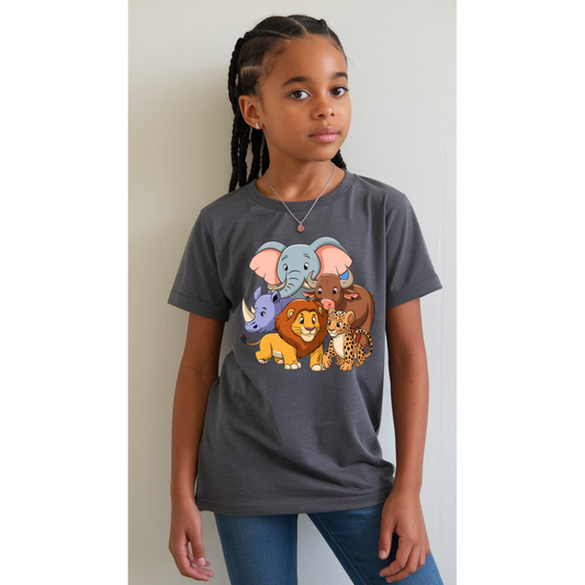 Kids Big 5 Unisex T-Shirt – 5 Iconic Animals in Vibrant Colors