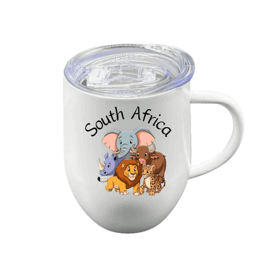 Heritage Coffee Mug – Stainless Steel with Big 5 Design (12oz/355ml) - African Pride Collection