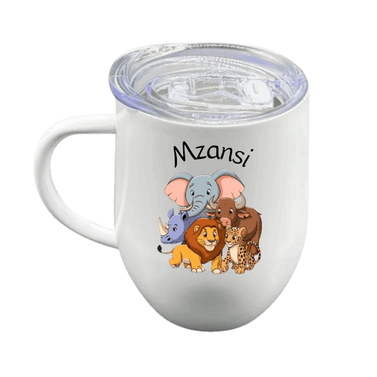 Heritage Coffee Mug – Stainless Steel with Big 5 Design (12oz/355ml) - African Pride Collection