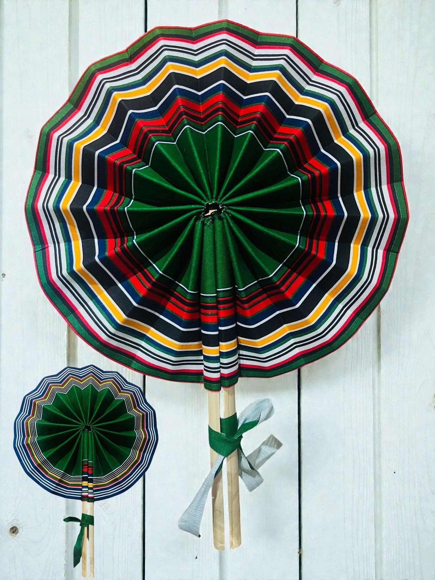 Vhutambo Handmade Foldable African Fabric Fan with Wooden Handles - African Pride Collection