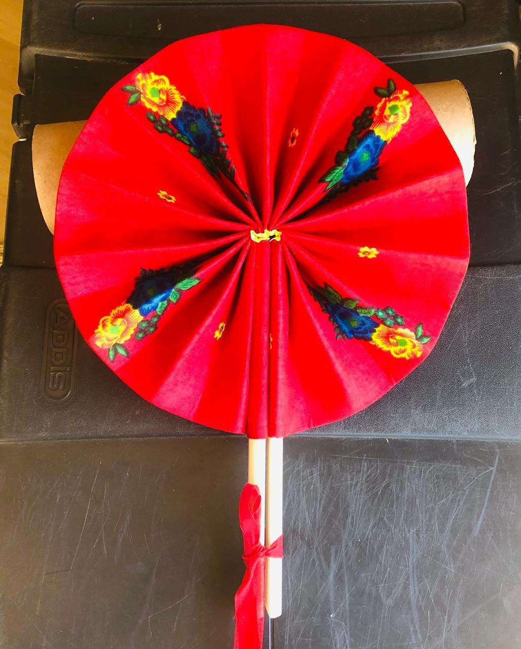 Vhutambo Handmade Foldable African Fabric Fan with Wooden Handles - African Pride Collection