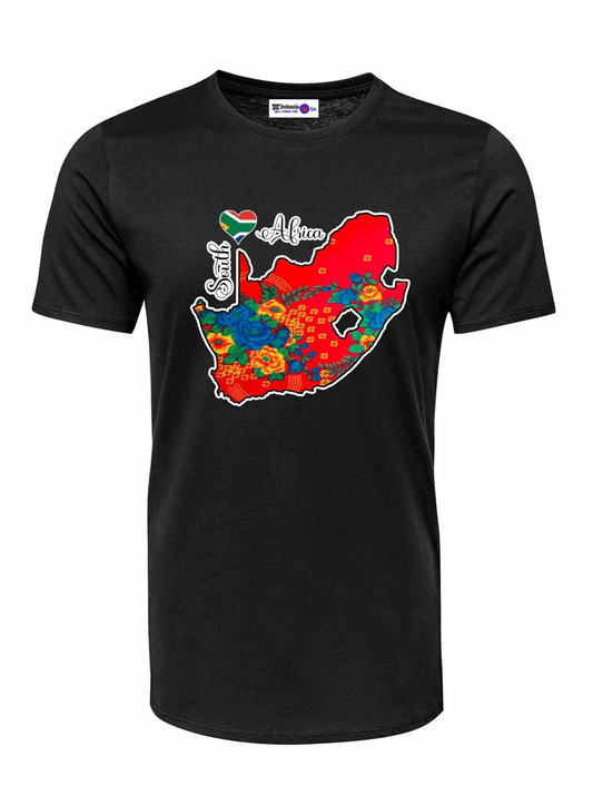 South Africa Map T-Shirts - Unisex - Tsonga Fabric-Inspired - African Pride Collection