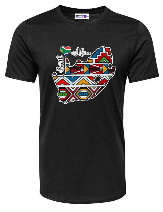 South Africa Map T-Shirts - Unisex - Ndebele fabric-Inspired