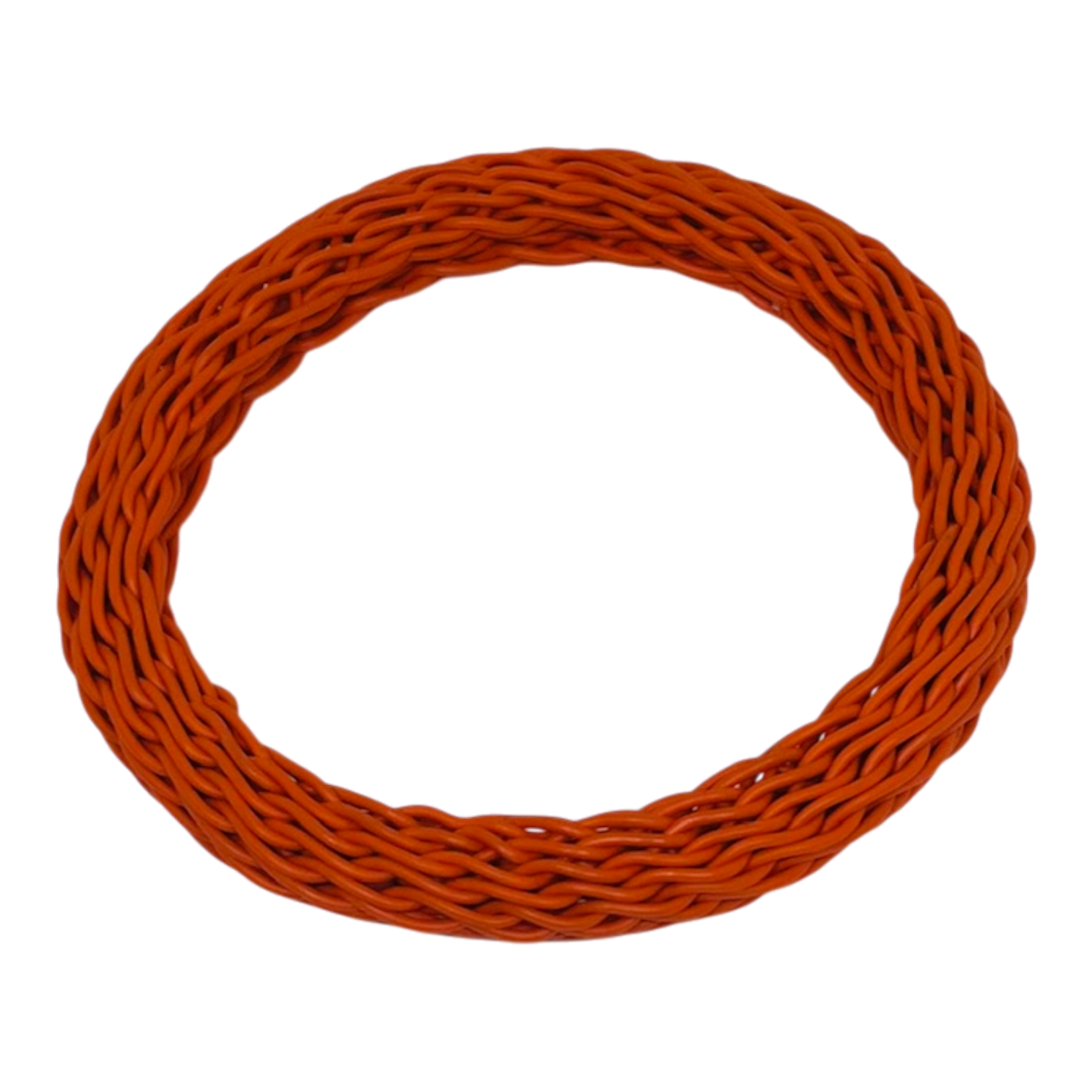 Coiled orange cable on a white background