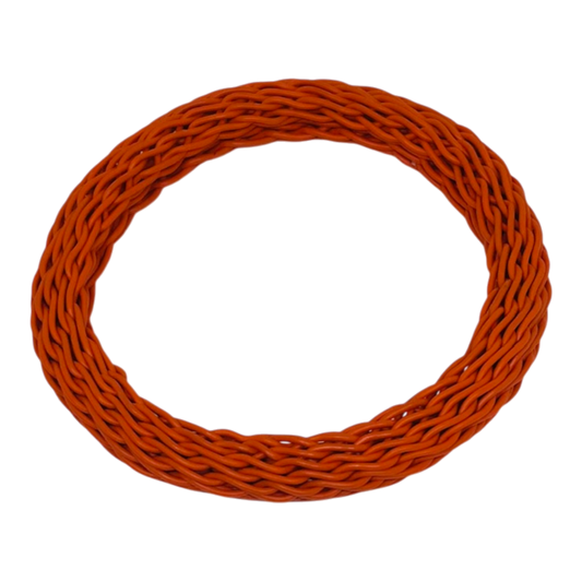 Coiled orange cable on a white background