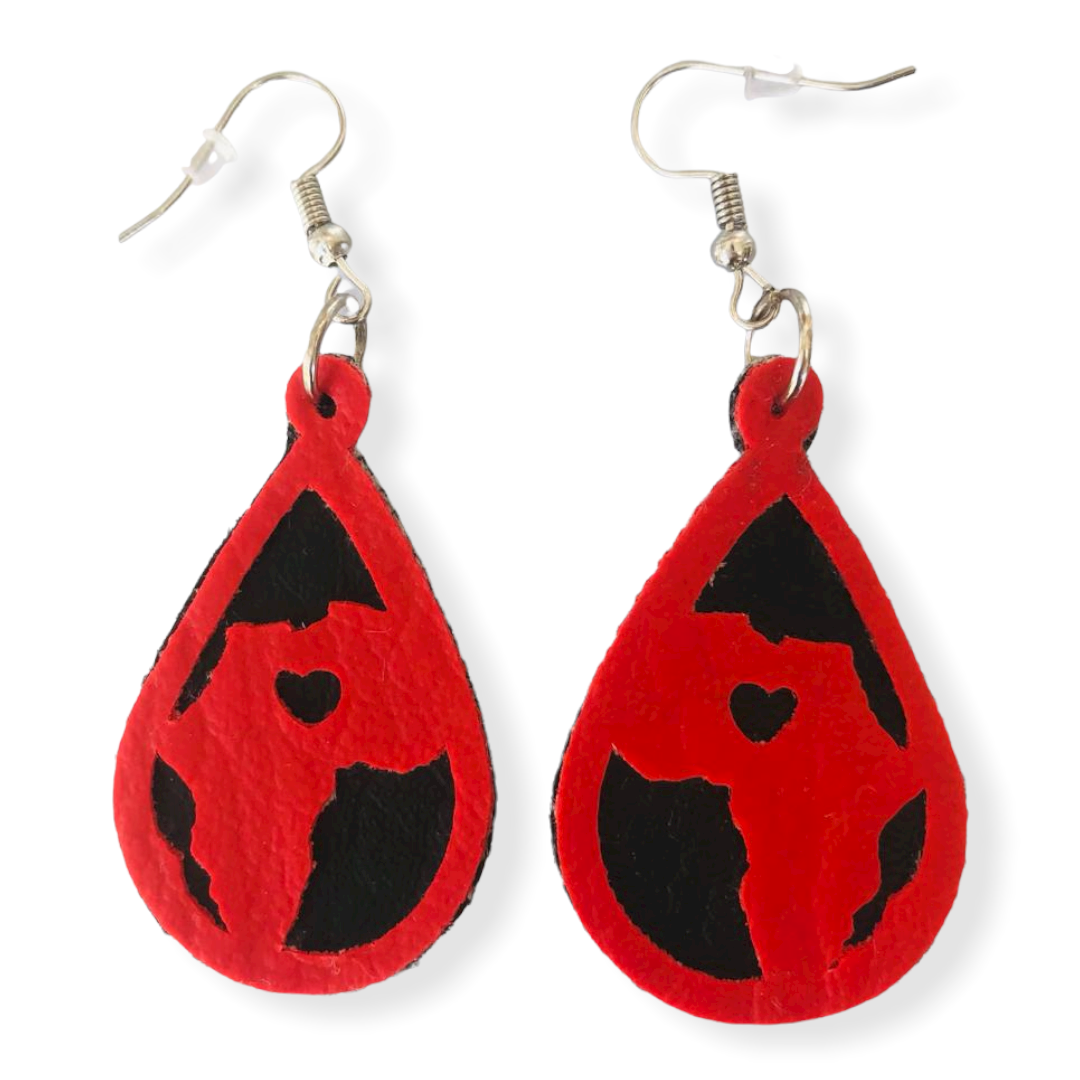 Africa Map Leatherette Earrings