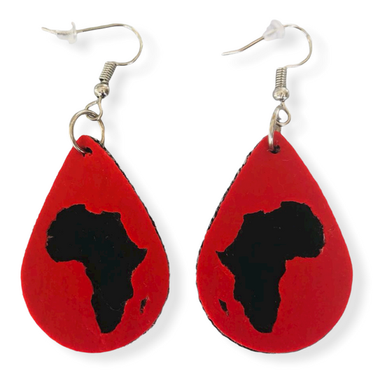 Africa Map Leatherette Earrings