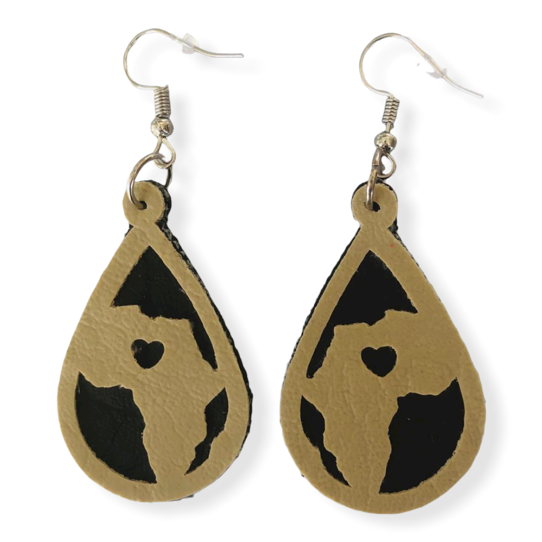 Africa Map Leatherette Earrings