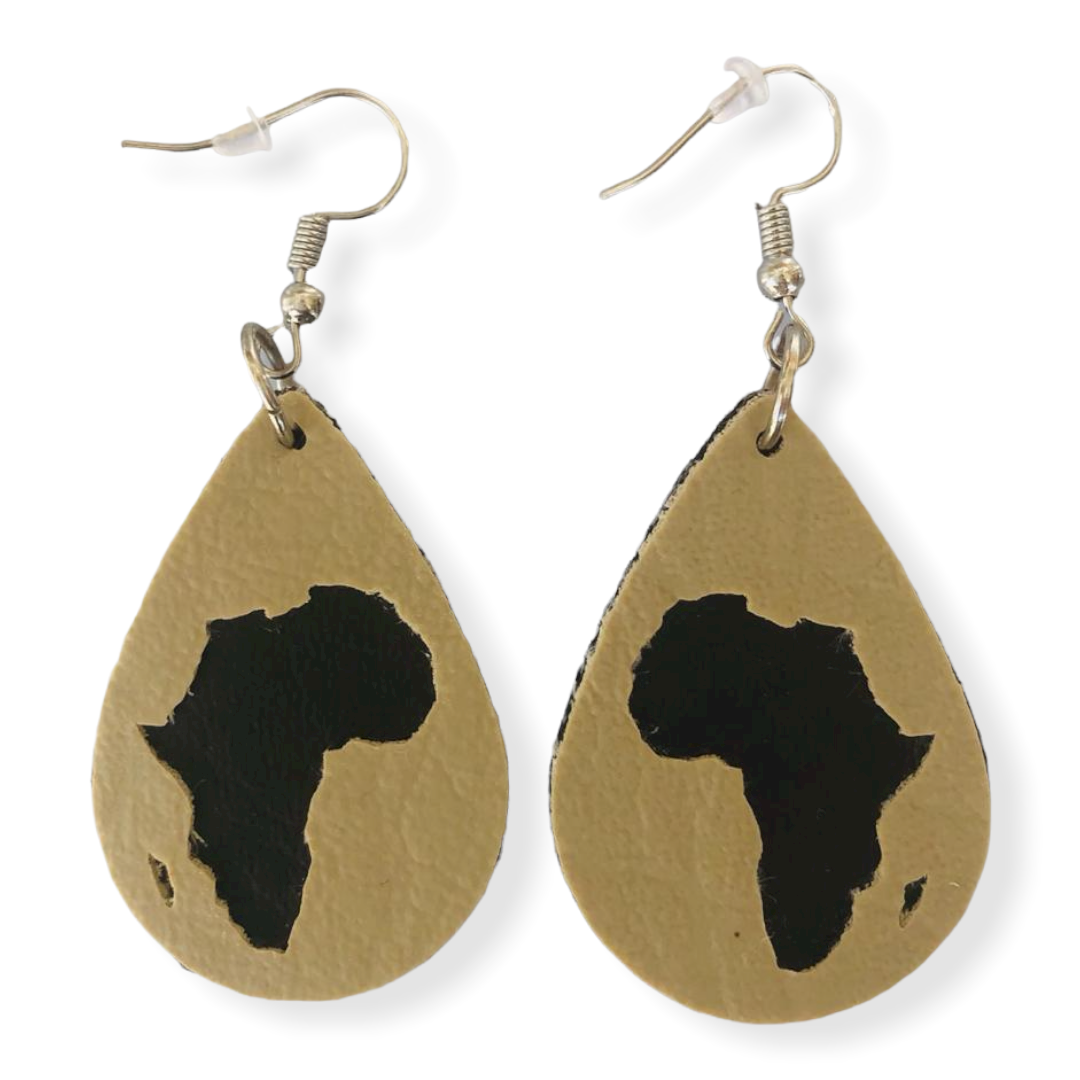 Africa Map Leatherette Earrings