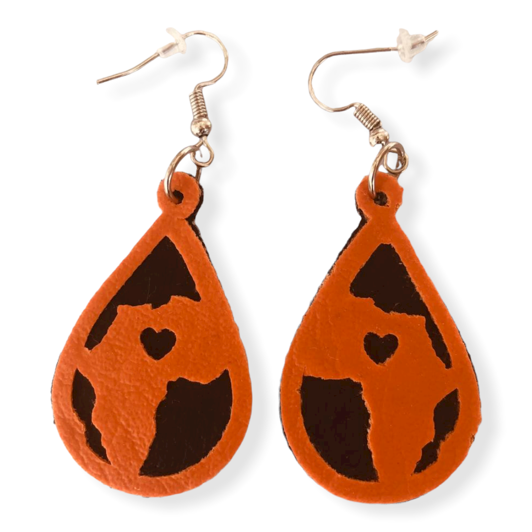 Africa Map Leatherette Earrings