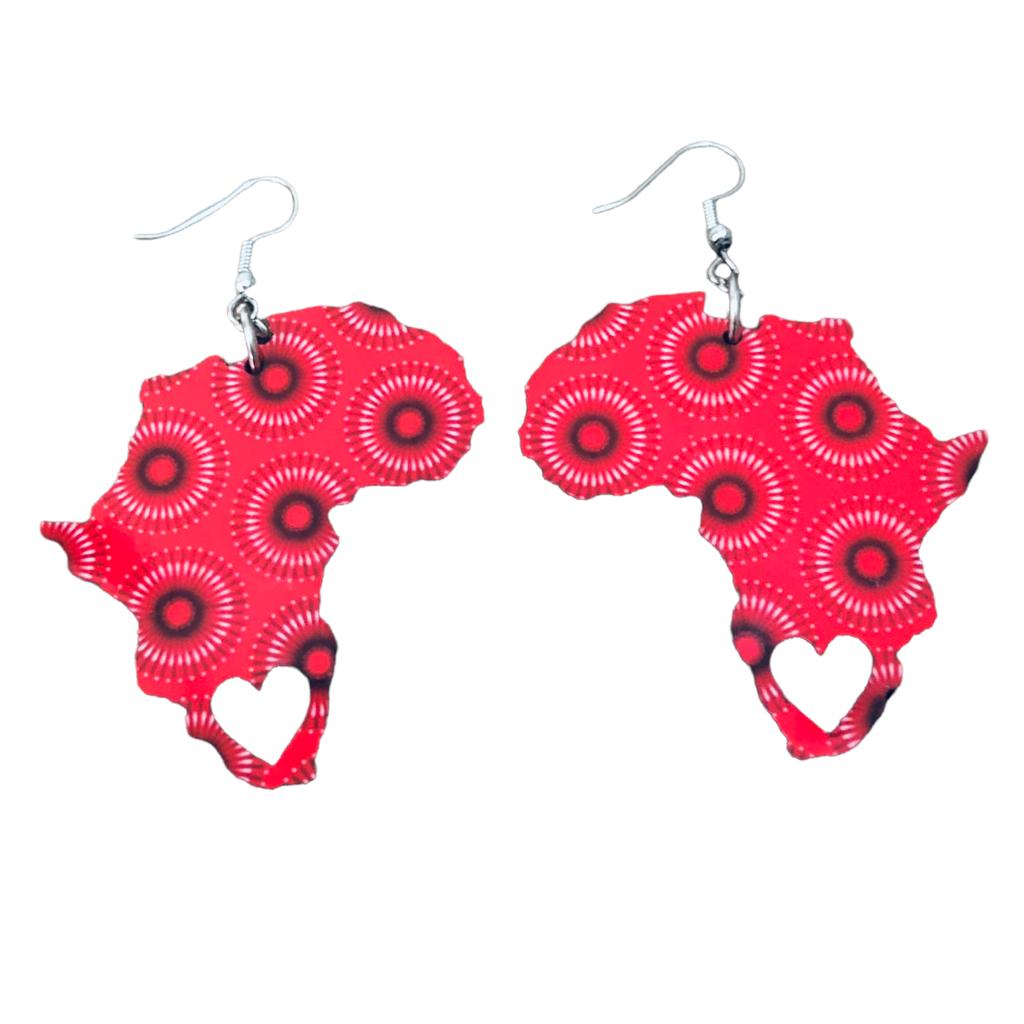 Africa Map Earrings -Original Shweshwe Fabric-Inspired