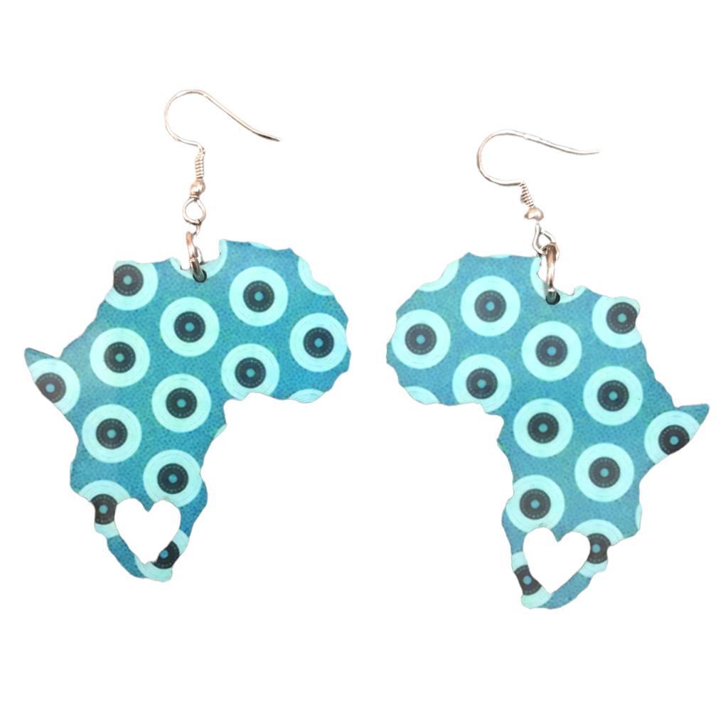 Africa Map Earrings -Original Shweshwe Fabric-Inspired