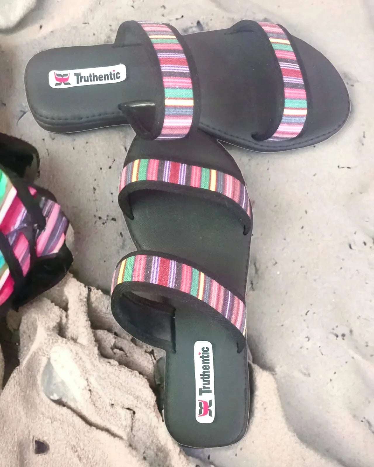 Stripes Double Straps Casual Sandals - African Pride Collection