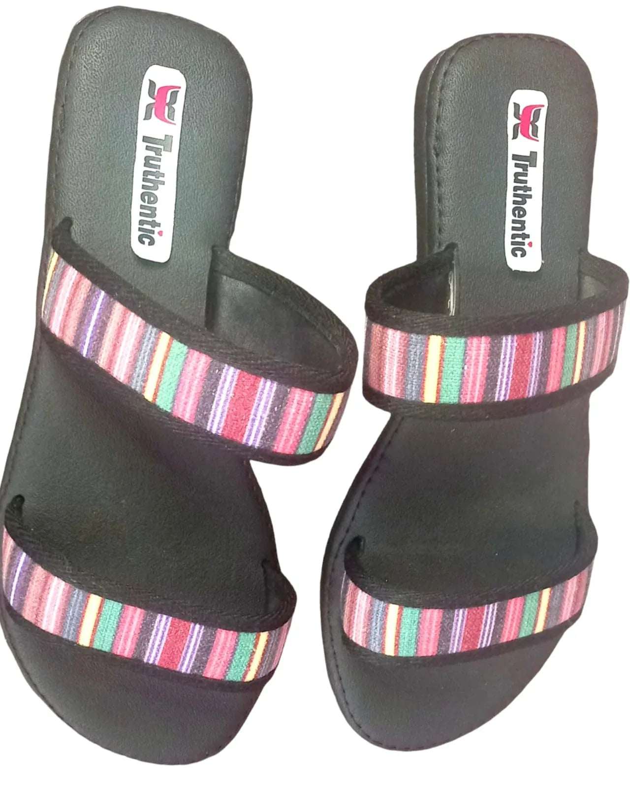 Stripes Double Straps Casual Sandals - African Pride Collection