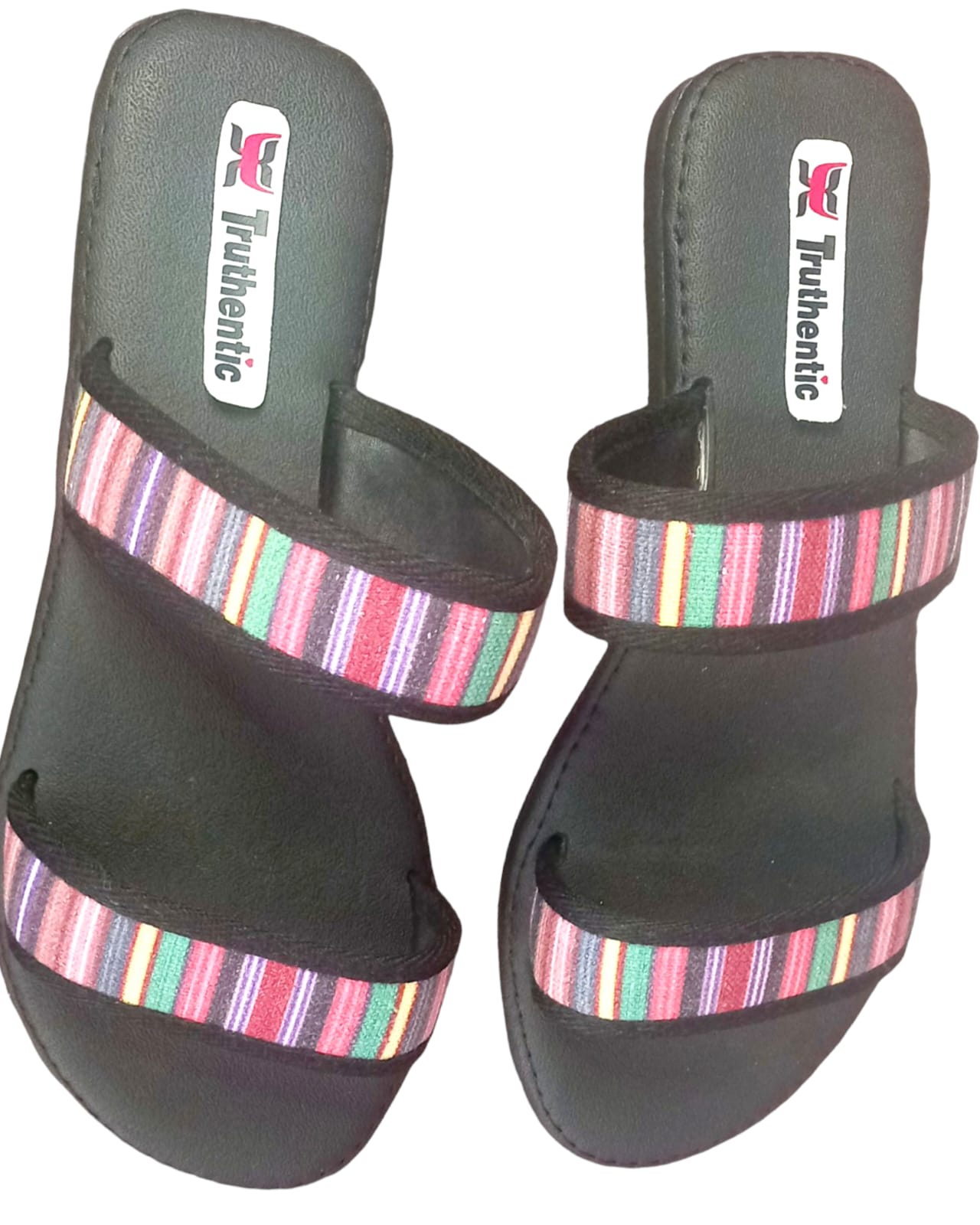 Stripes Double Straps Casual Sandals