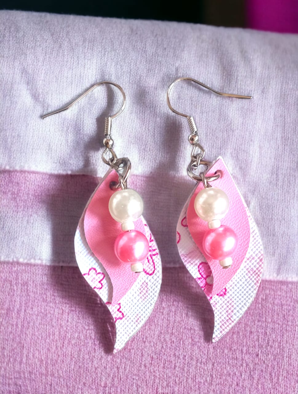 Pink Leatherette Earrings