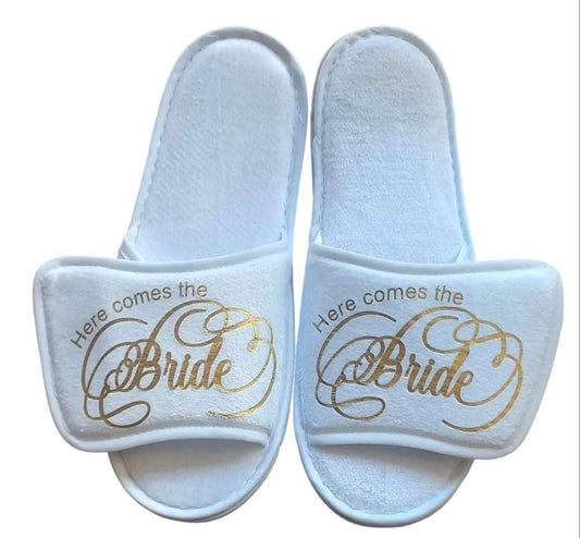 Hotel Slippers: Here Comes the Bride Print - African Pride Collection