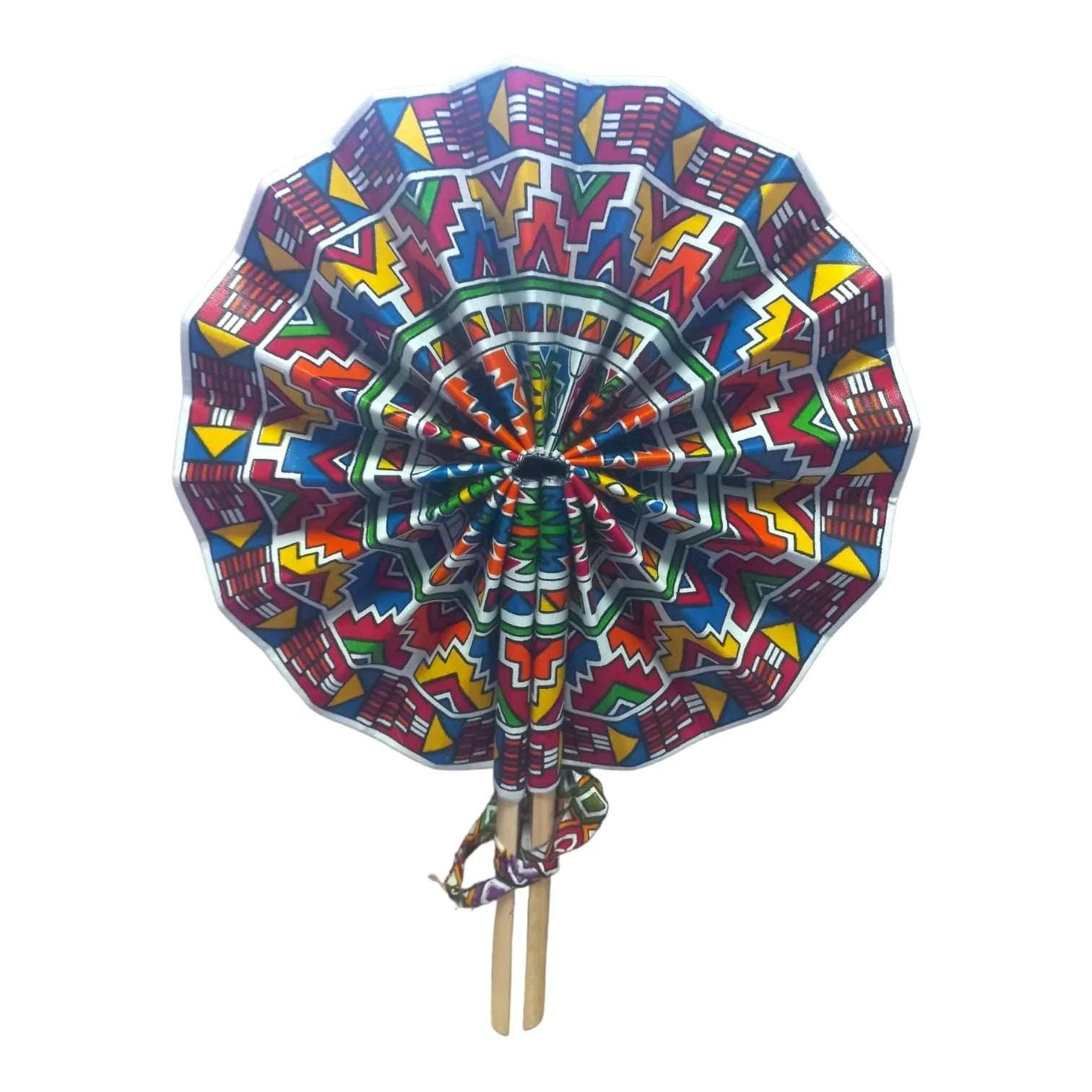 Vhutambo Handmade Foldable African Fabric Fan with Wooden Handles - African Pride Collection