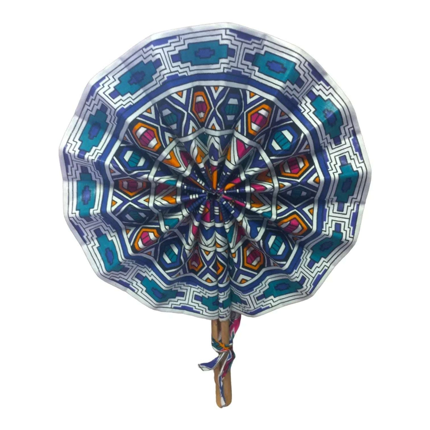 Vhutambo Handmade Foldable African Fabric Fan with Wooden Handles - African Pride Collection