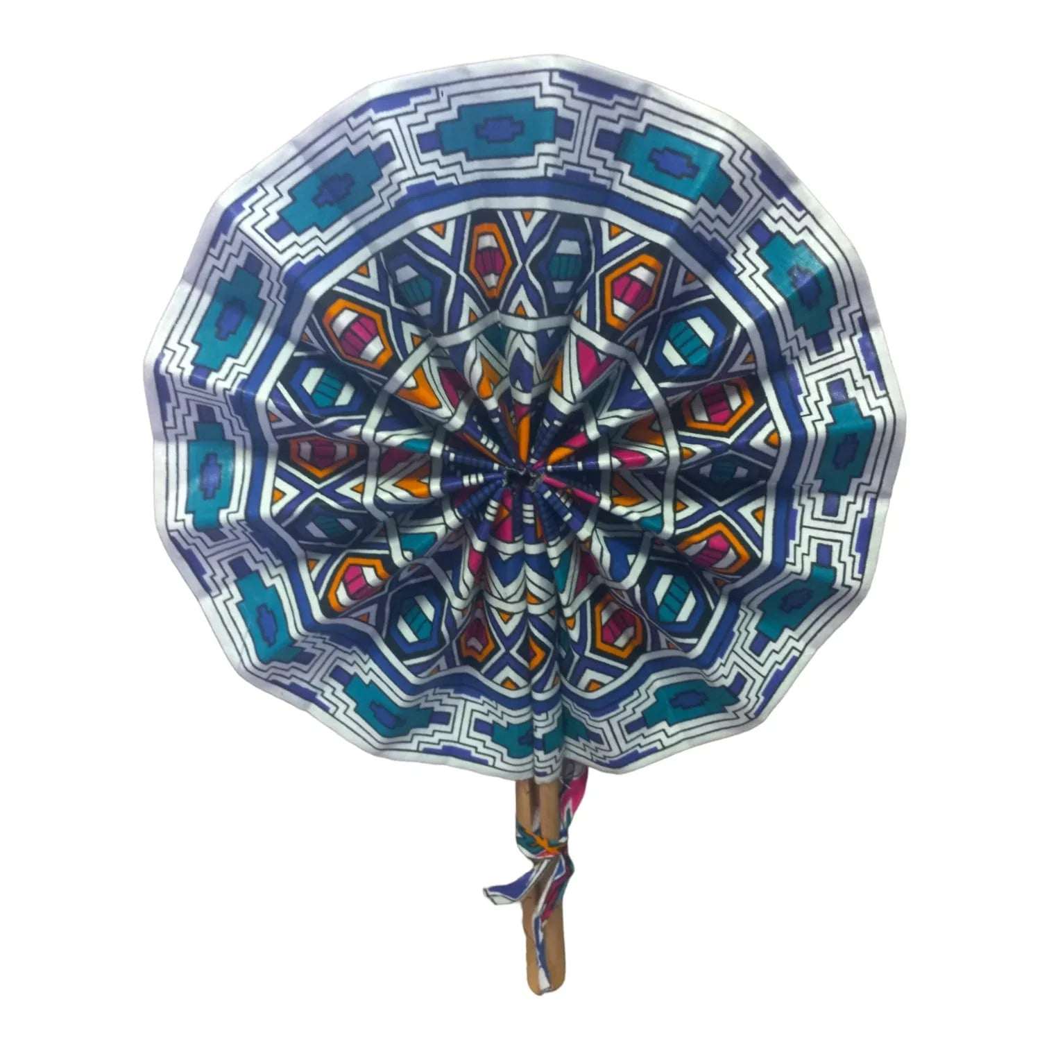 Vhutambo Handmade Foldable African Fabric Fan with Wooden Handles - African Pride Collection