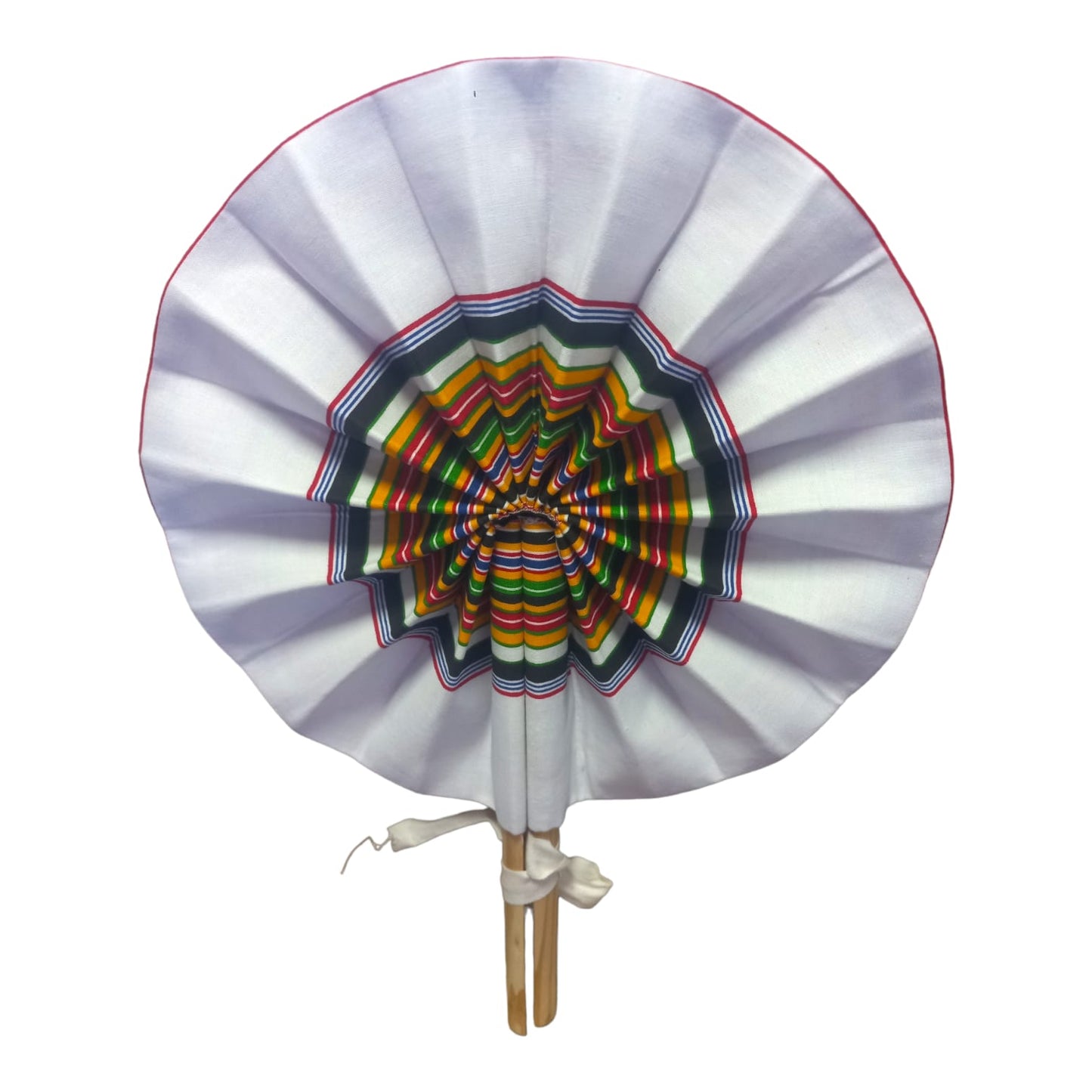 Vhutambo Handmade Foldable African Fabric Fan with Wooden Handles