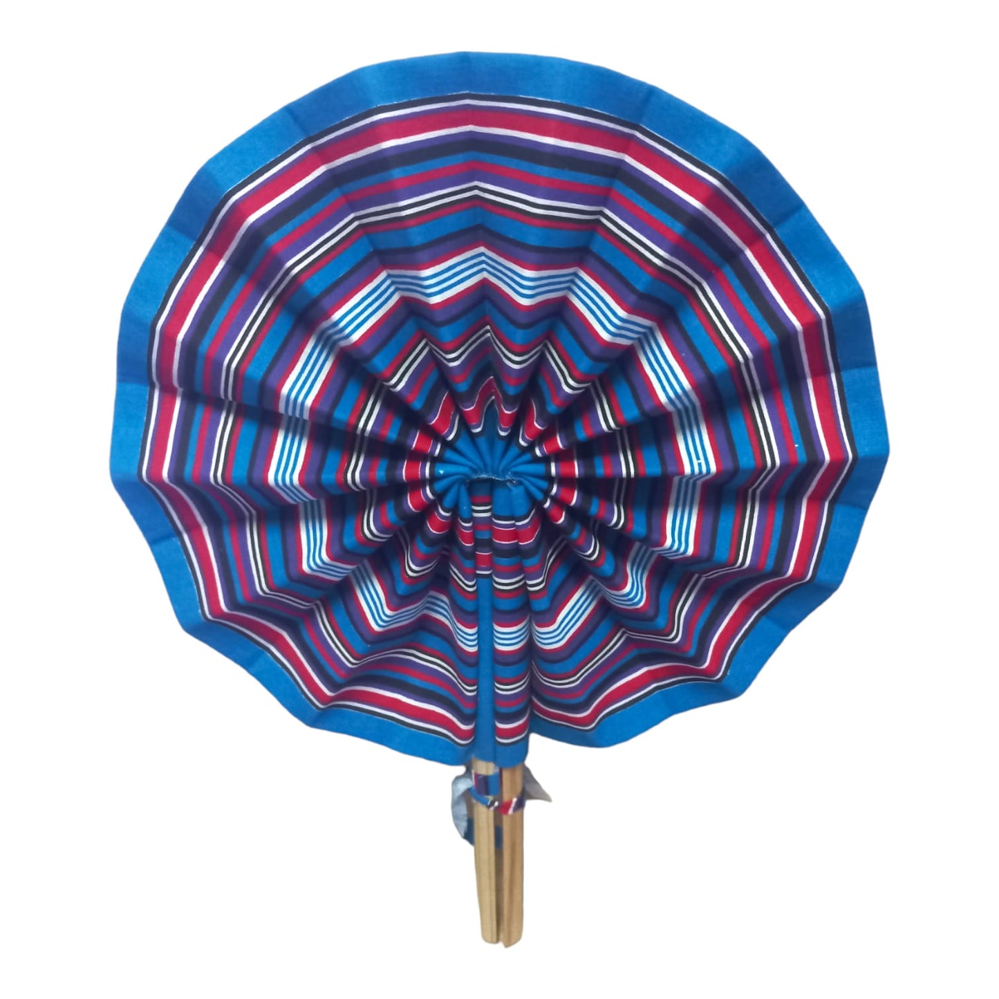 Vhutambo Handmade Foldable African Fabric Fan with Wooden Handles