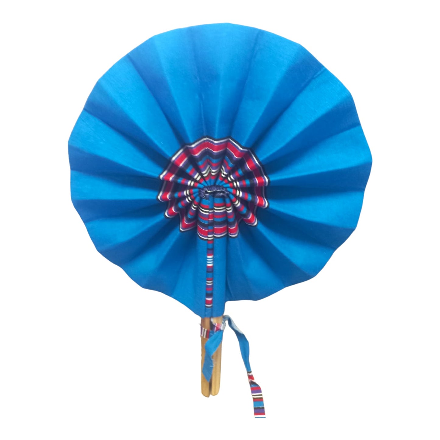 Vhutambo Handmade Foldable African Fabric Fan with Wooden Handles