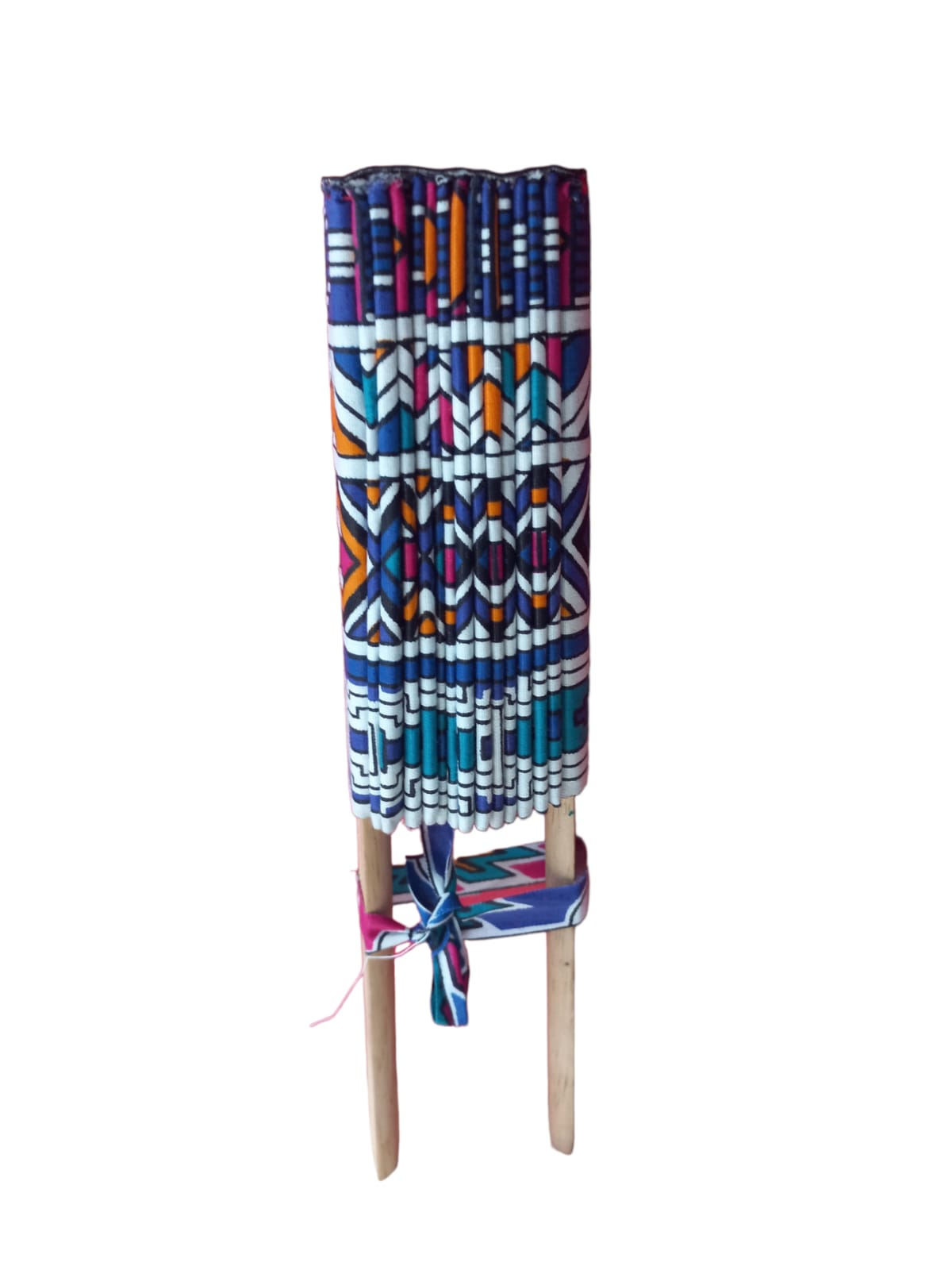 Vhutambo Handmade Foldable African Fabric Fan with Wooden Handles