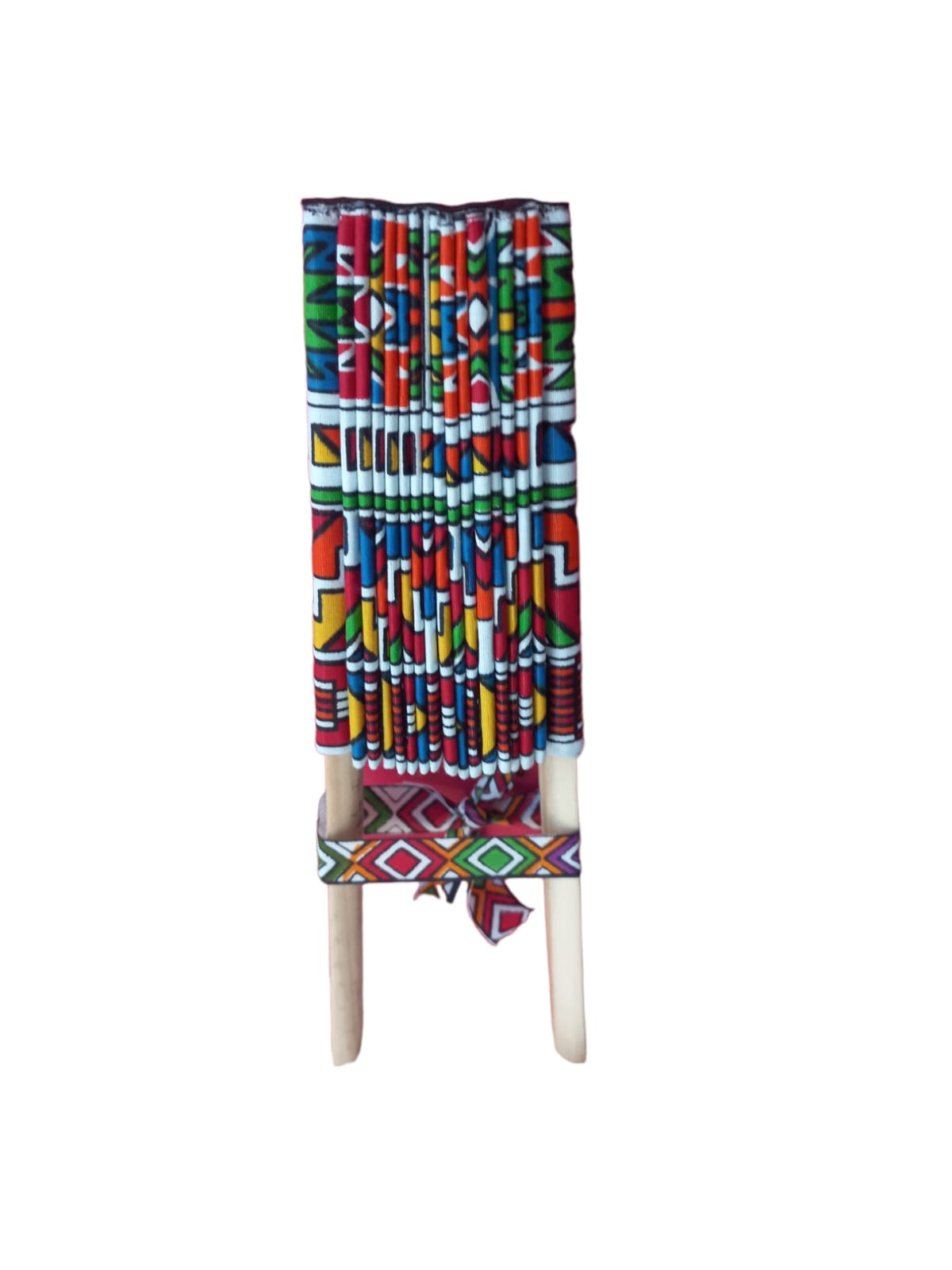 Vhutambo Handmade Foldable African Fabric Fan with Wooden Handles