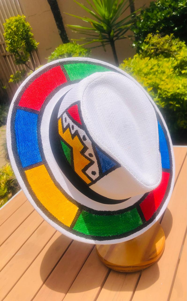 Panama Unisex Hat painted IsiNdebele Designs
