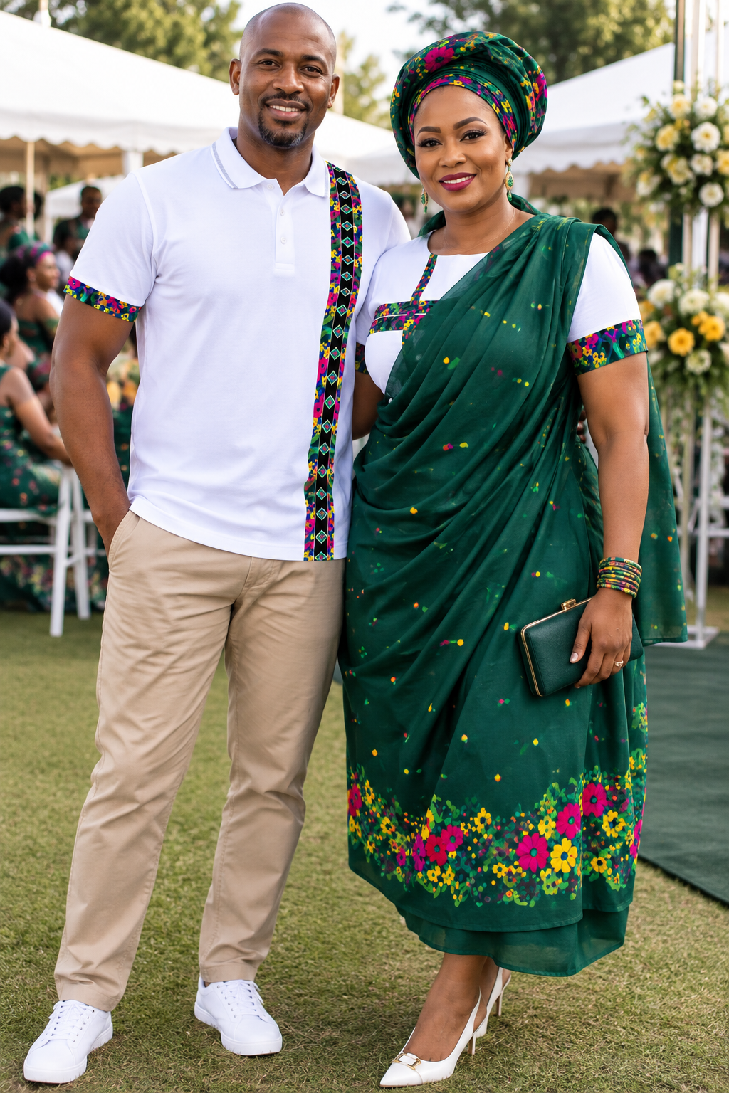 African Fabric Inspired Golf Shirt | DTF Printed | Heritage Collection