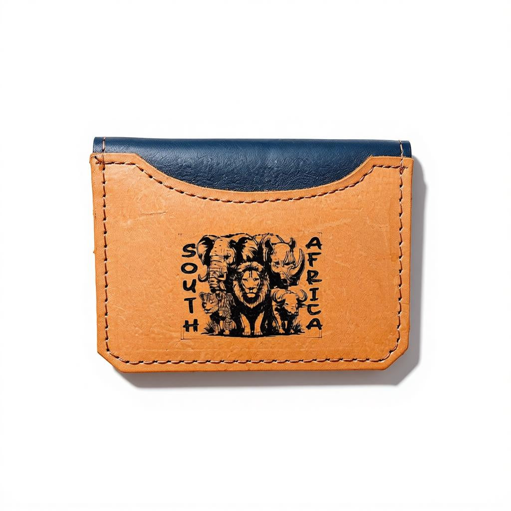 2-Card Leather Wallet – Big 5 Engraved African Design