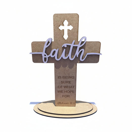 Wooden Christian Cross with “Faith” Inscription