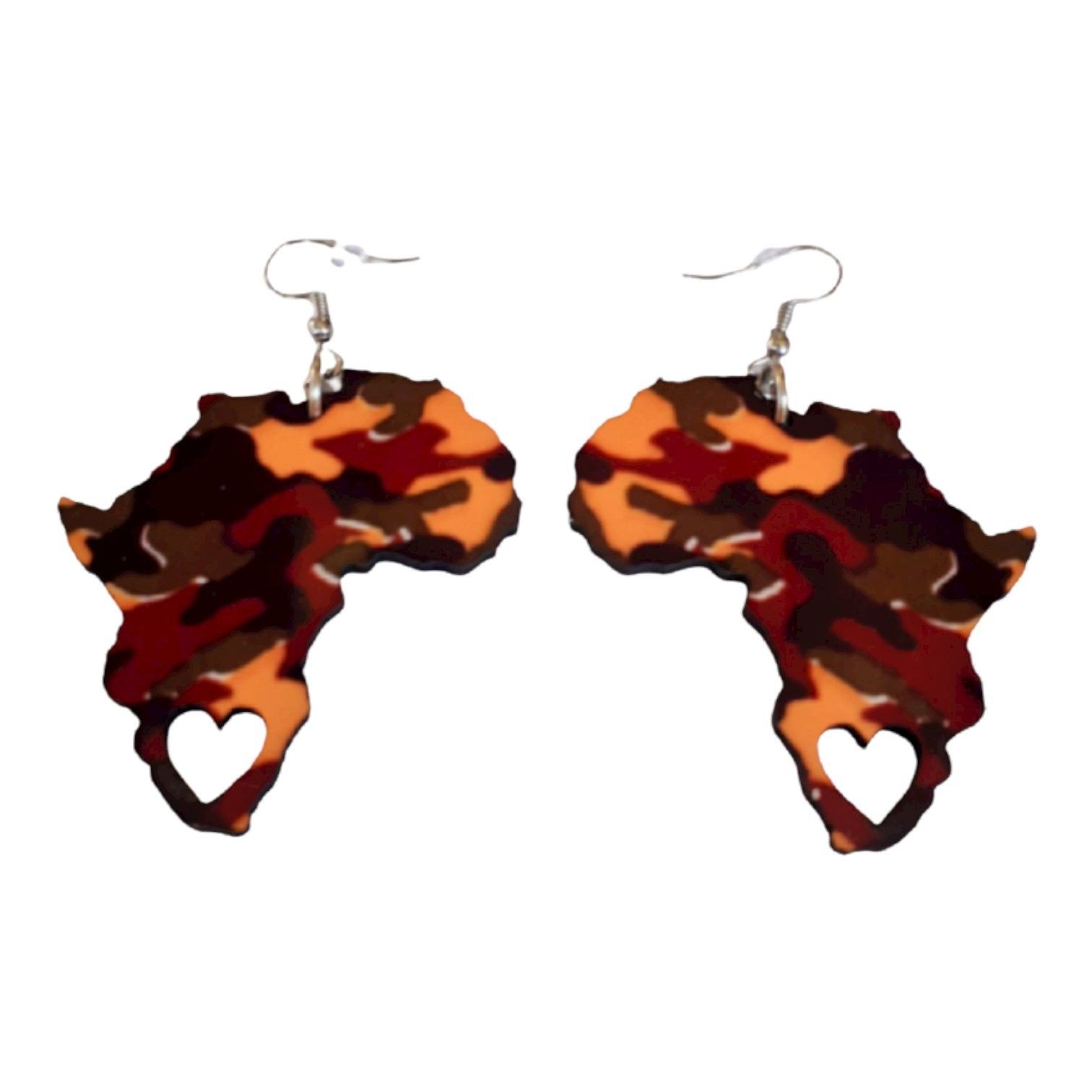 Africa Map Earrings - Animal and Camouflage Print-Inspired - African Pride Collection