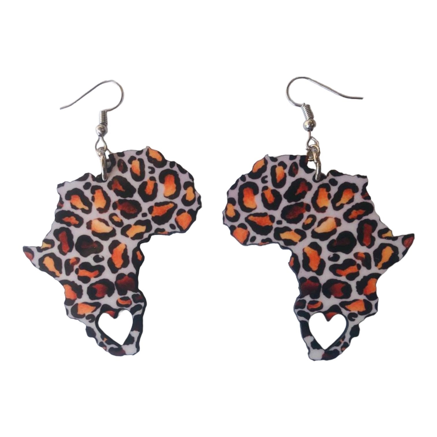 Africa Map Earrings - Animal and Camouflage Print-Inspired - African Pride Collection