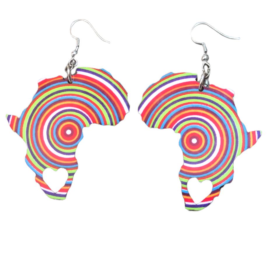 Africa Map Earrings - Multi-colours Venda Circles - African Pride Collection