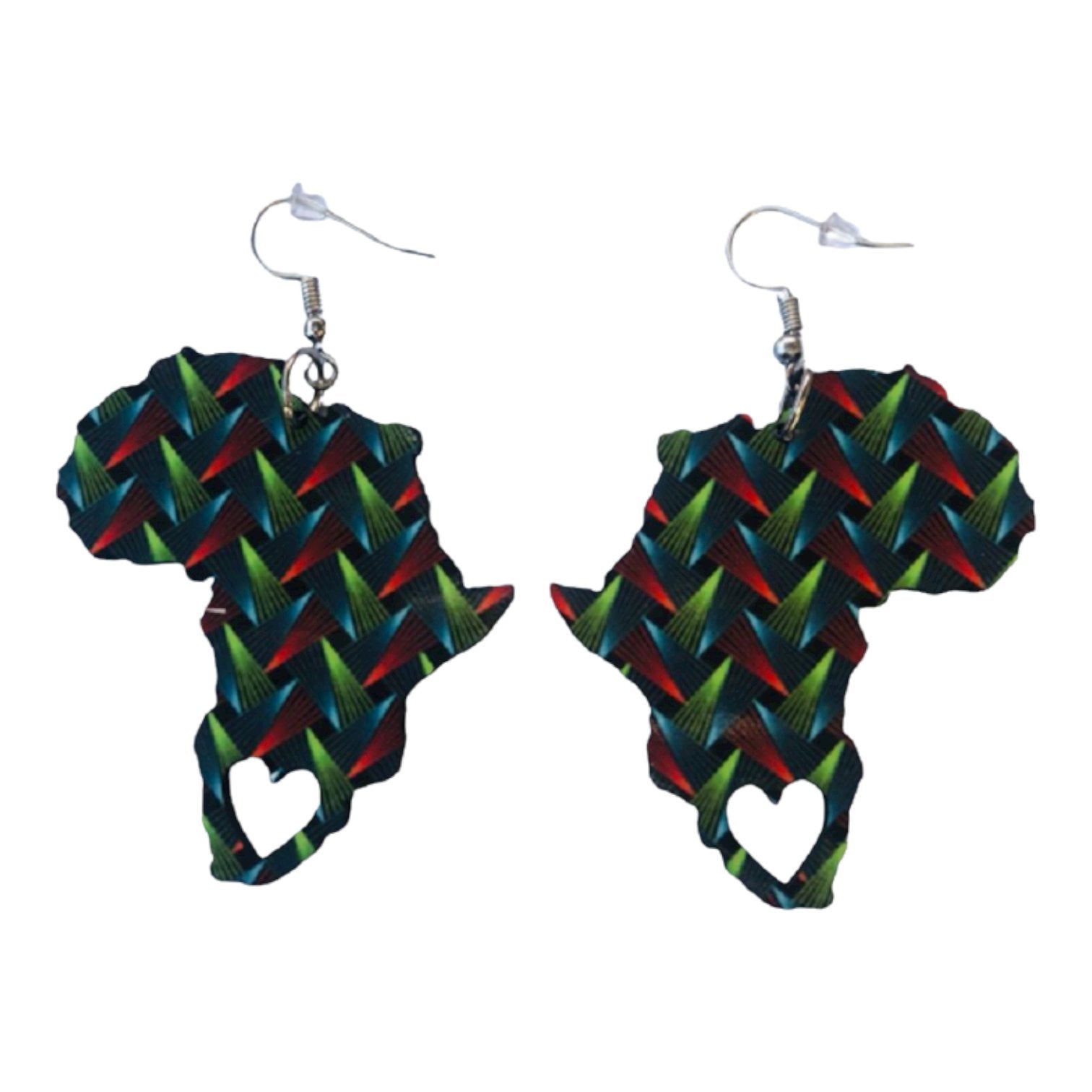 Africa Map Earrings - Shweshwe Fabric-Inspired - Interwoven - African Pride Collection