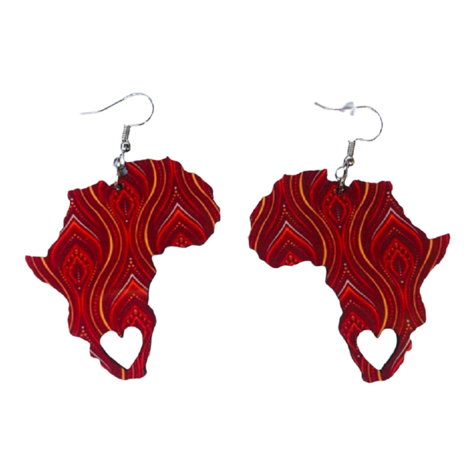 Africa Map Earrings - Shweshwe Fabric-Inspired - Petals - African Pride Collection